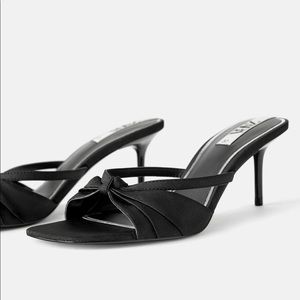 Zara Pleated Mid-Height Heeled Sandals